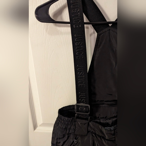 Justice Black Snow Suit Overalls- Size 10P Like New - Picture 5 of 7